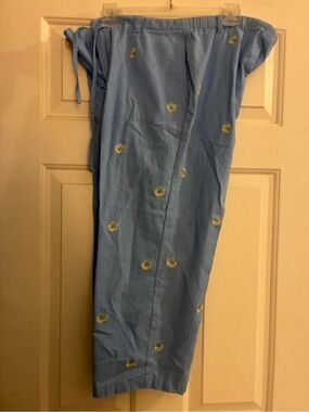 Sun Bay sport light blue linen and rayon pants with embroidered flowers